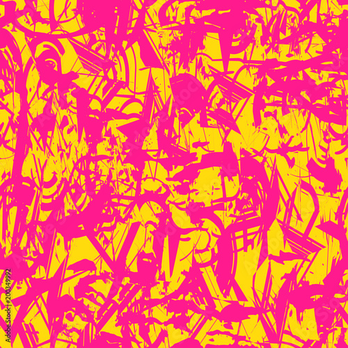 Fototapeta Naklejka Na Ścianę i Meble -  Seamless abstract grunge pink and yellow background. Spring, summer picture. Seamless pattern. Grunge texture, abstract surface. Element of design for printed products, prints. EPS 10.