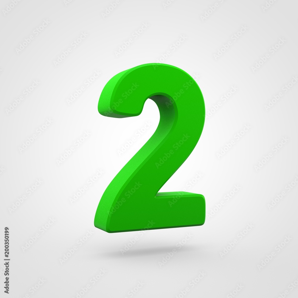 Plastic green number 2 isolated on white background. Plastic green number 2 isolated on white background.