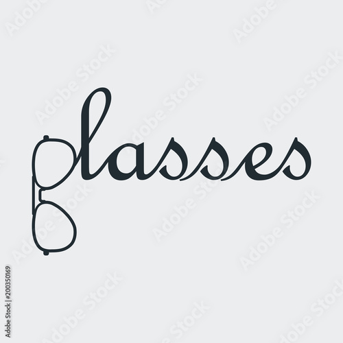 Tipografia glasses con gafas en fondo gris
