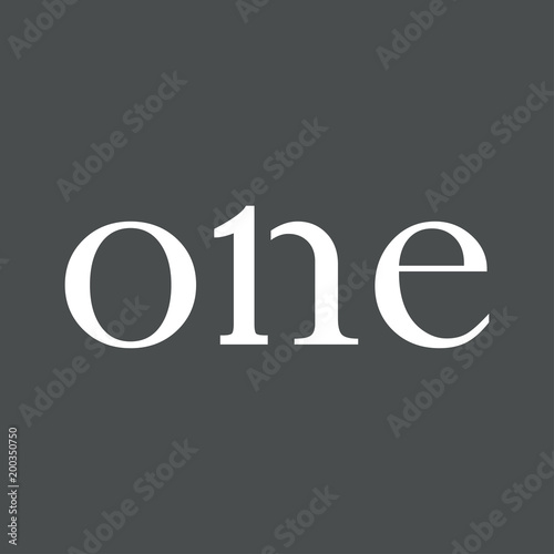 Tipografia one con numero 1 en color blanco