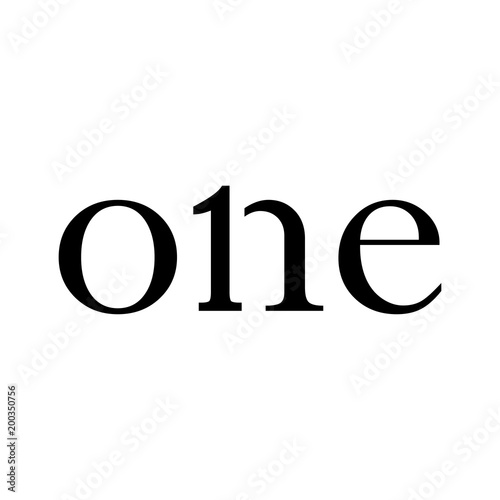 Tipografia one con numero 1 en color negro