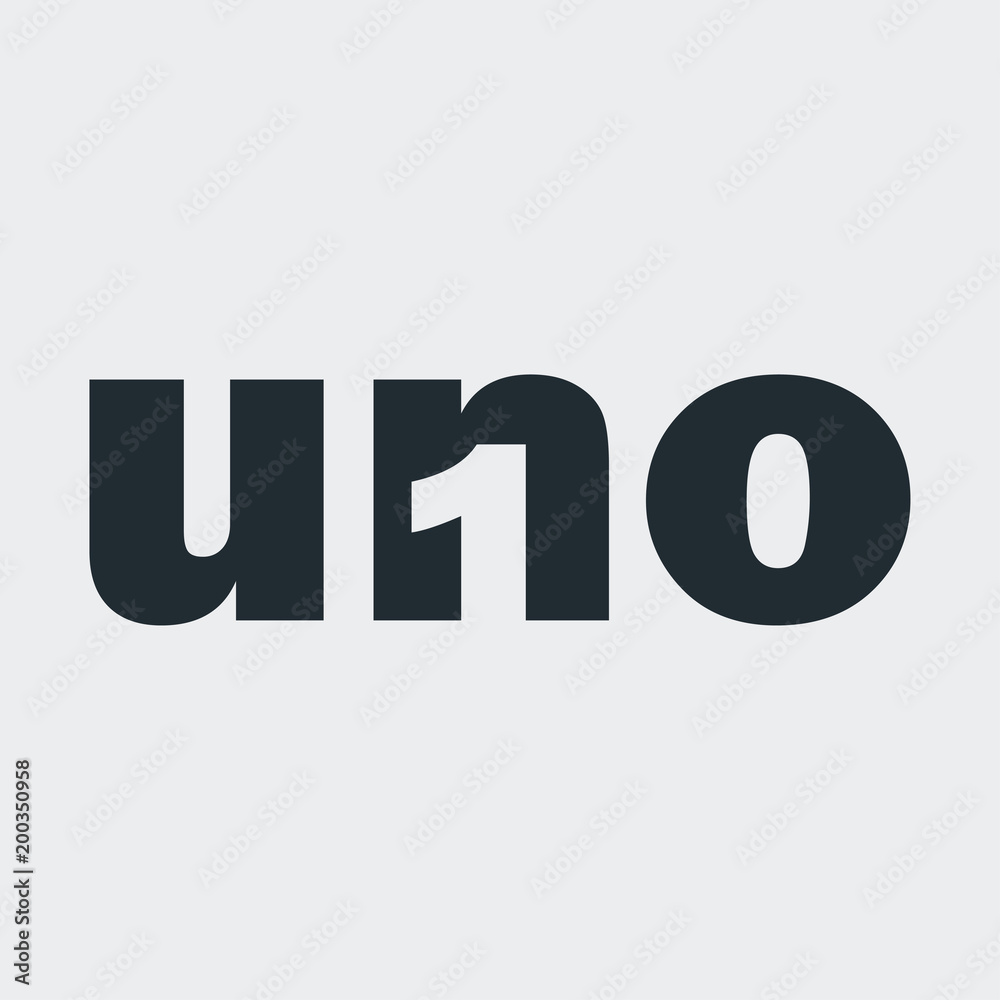 Tipografia uno con 1 en espacio negativo en fondo gris Tipografia uno con 1 en espacio negativo en fondo gris