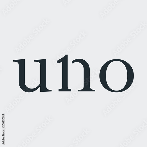 Tipografia uno con numero 1 en fondo gris