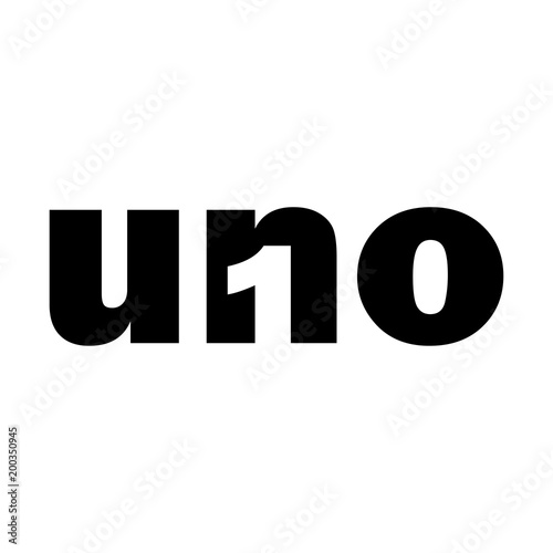 Tipografia uno con 1 en espacio negativo en color negro