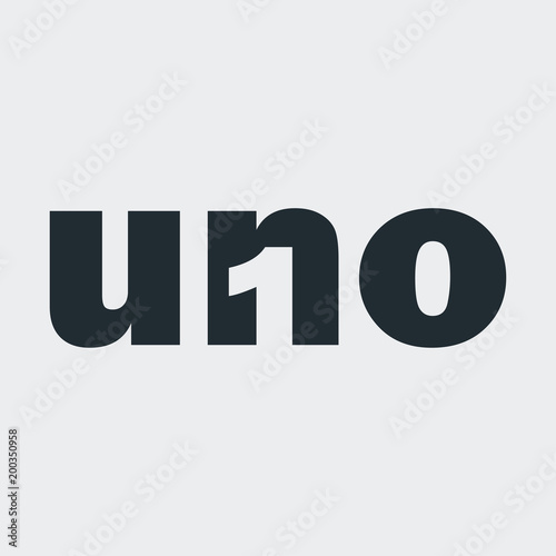 Tipografia uno con 1 en espacio negativo en fondo gris