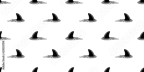 shark fin seamless pattern dolphin vector isolated whale sea ocean wave island beach tropical summer background wallpaper