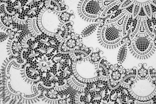 Detail of an old hand-embroidered lace table cloth.