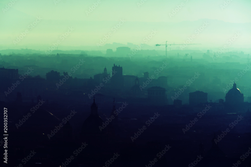 Fototapeta premium Rome rooftop view at night silhouette