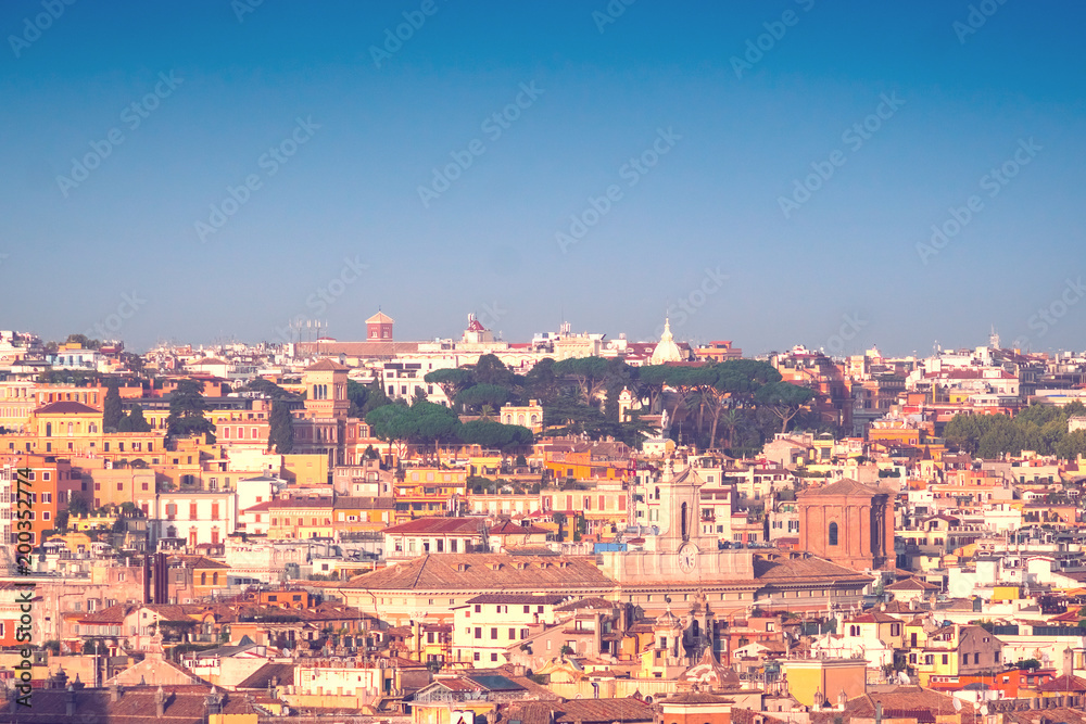 Top view of the city of Rome, Italy