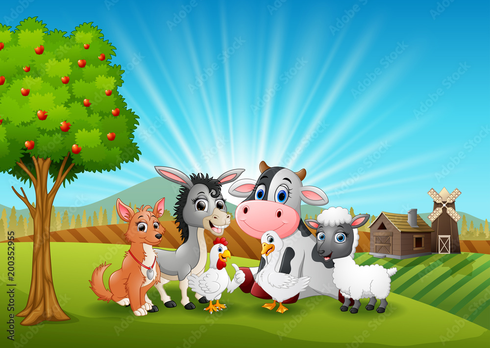 Obraz premium Animals farm relax in the morning