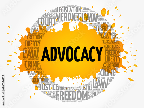 Advocacy word cloud collage, law concept background