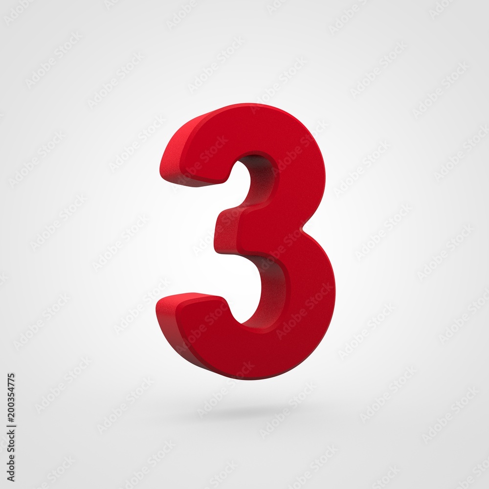 Plastic red number 3 isolated on white background. Plastic red number 3 isolated on white background.