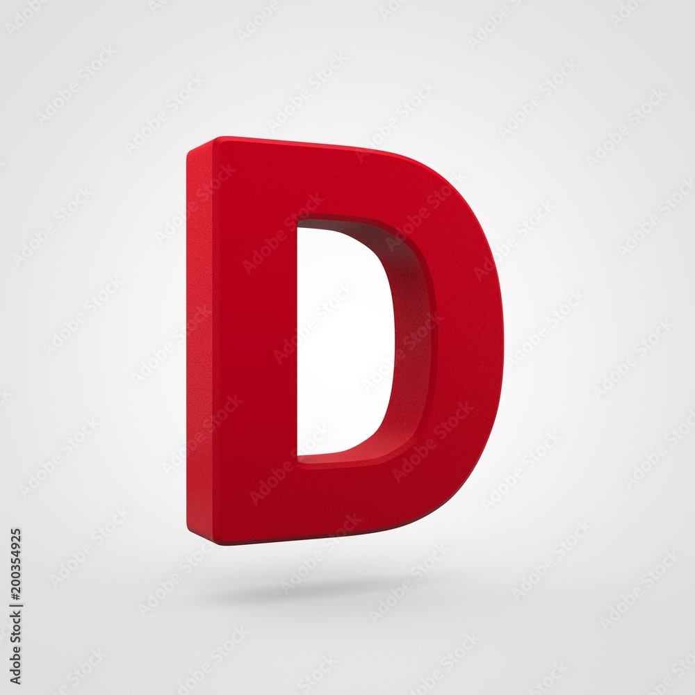 Plastic red letter D uppercase isolated on white background. Plastic red letter D uppercase isolated on white background.