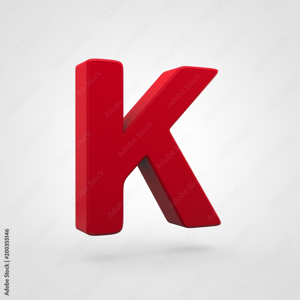 Plastic red letter K uppercase isolated on white background. Plastic red letter K uppercase isolated on white background.