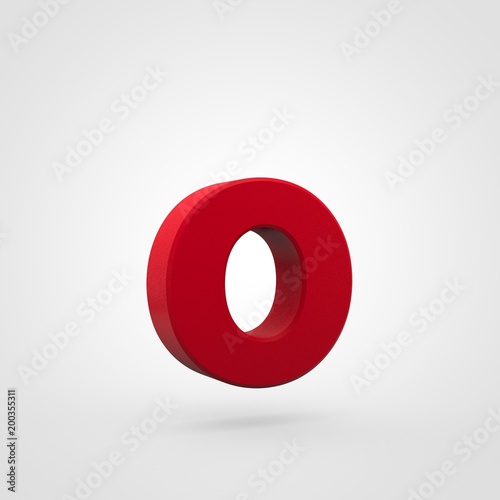 Plastic red letter O lowercase isolated on white background.