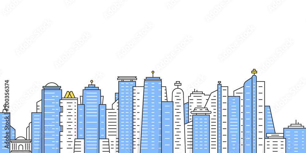 Obraz premium colored thin line city panoramic view