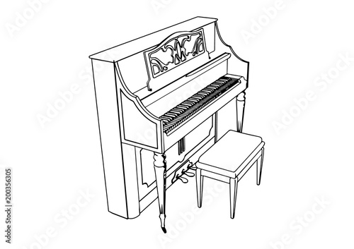 outline piano vector