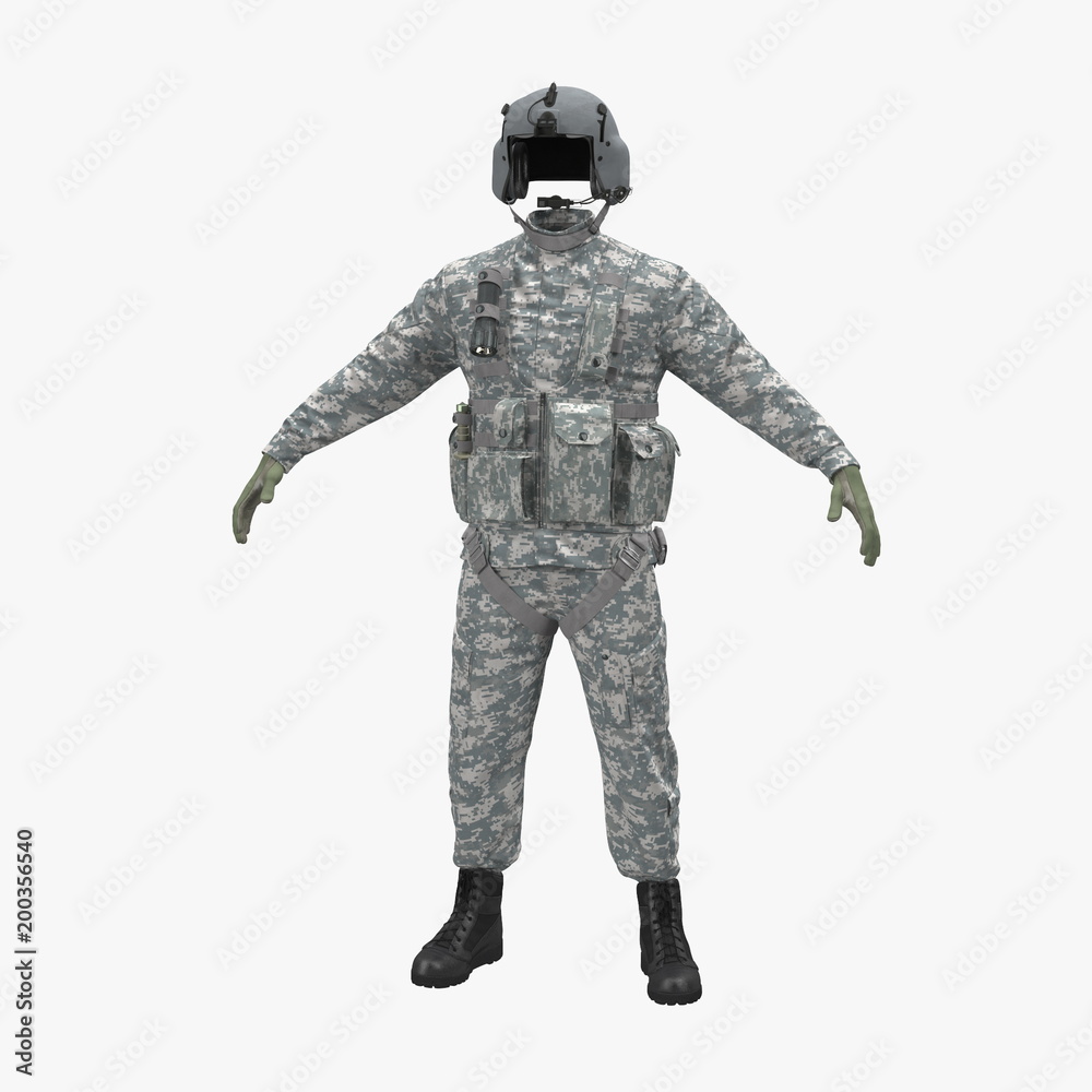 US Military Pilot Uniform on white. 3D illustration