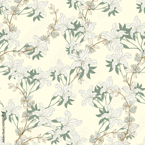 Abstract elegance pattern with floral background. © thitiphorn
