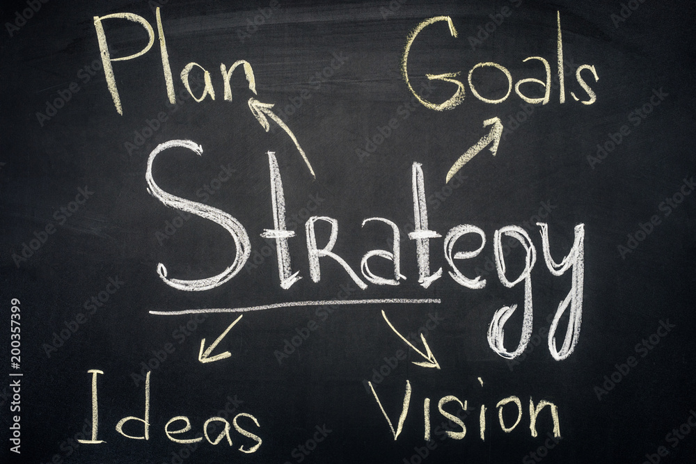 Business strategy with branches inscription on chalkboard Business strategy with branches inscription on chalkboard