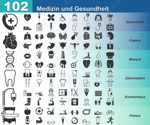 Medizin und Gesundheit - 102 Iconset (in Blau)