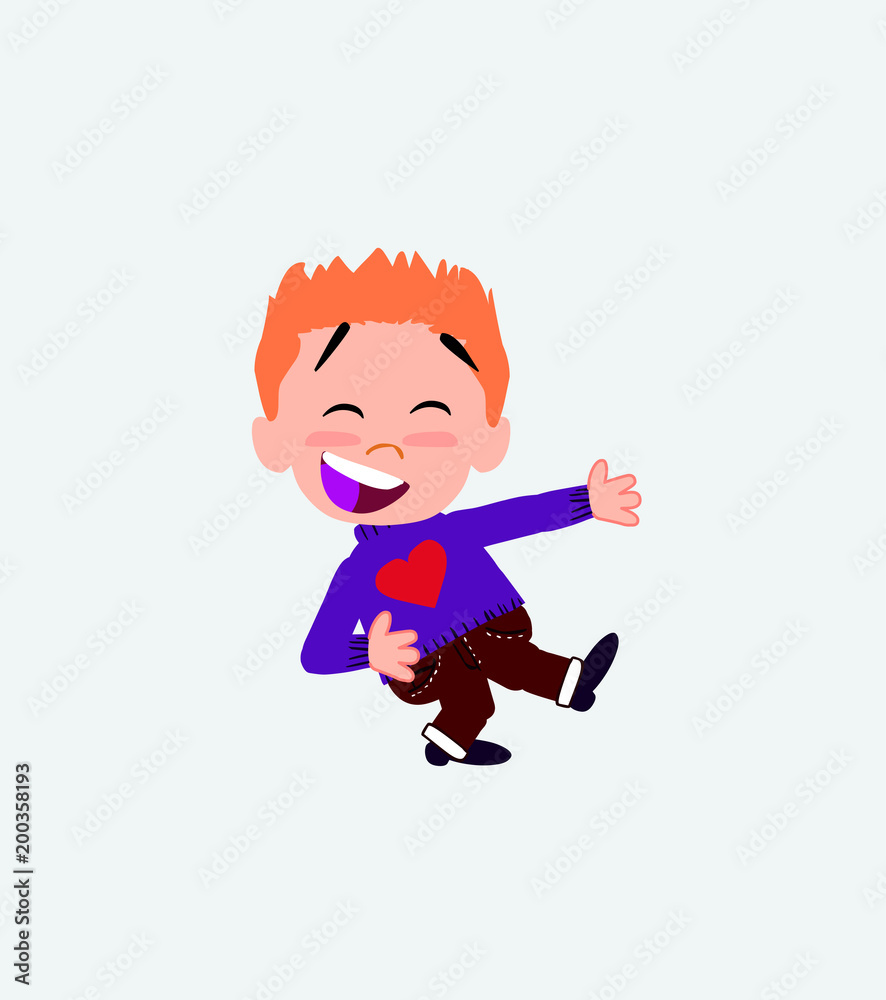 White boy with a heart pullover laughing while teaching something to his left. White boy with a heart pullover laughing while teaching something to his left.