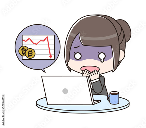 ビットコイン取引で損失が出て青ざめる女性