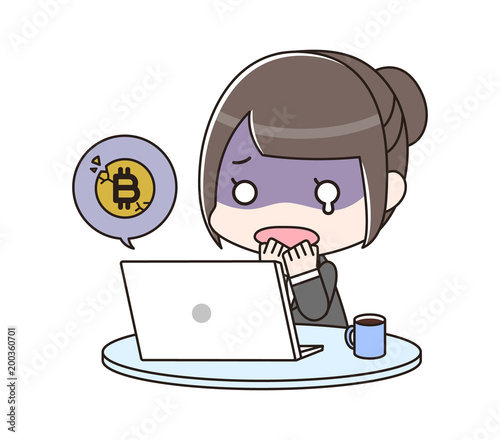 ビットコイン取引で損失が出て青ざめる女性