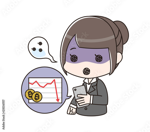 ビットコイン取引で損失が出て青ざめる女性