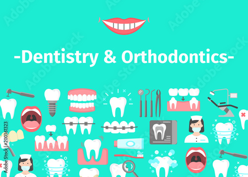 Dental banner with flat icons