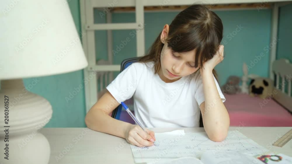 girl tired of doing lessons. Bored schoolgirl day writing girl tired of doing lessons. Bored schoolgirl day writing