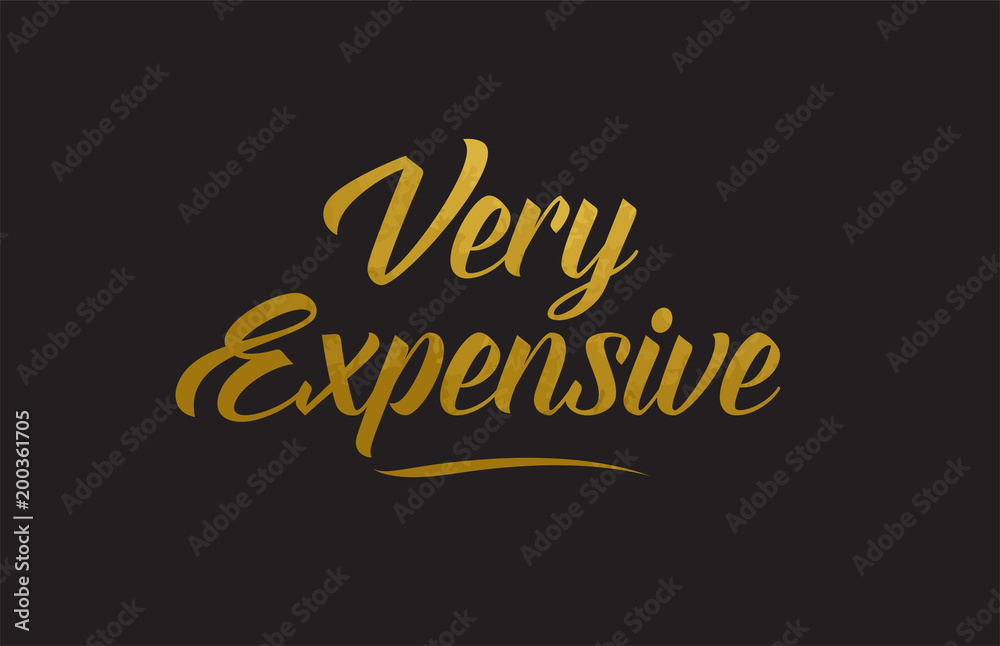 Very Expensive gold word text illustration typography
