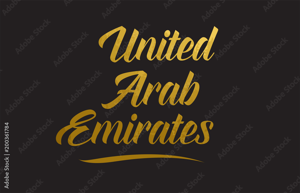United Arab Emirates gold word text illustration typography
