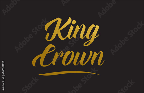 King Crown gold word text illustration typography