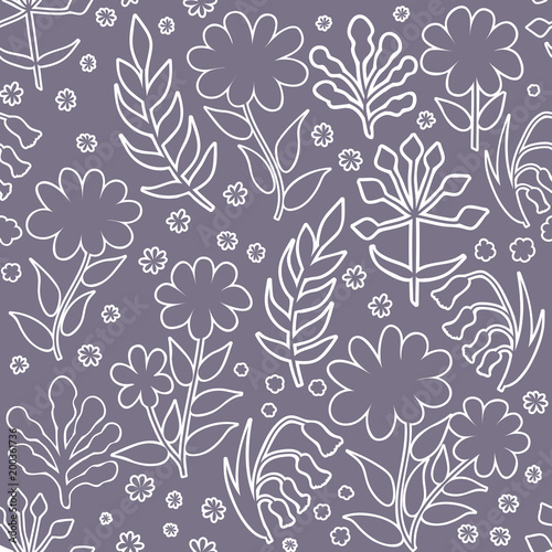 Vector floral pattern in doodle style with flowers and leaves. Gentle  spring floral background.Vector set of packaging design templates  seamless patterns and frames with copy space. modern pattern.
