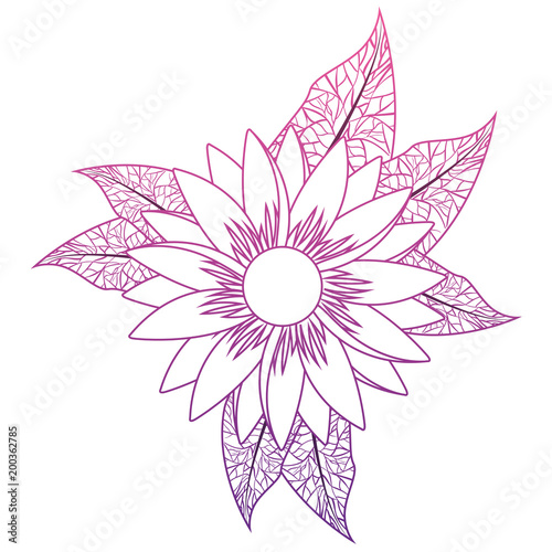 cute sunflower flower with leafs decorative