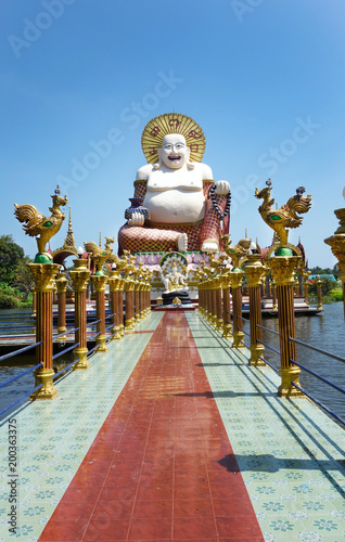 Giant statue of Big Happy Buddha  Wat Plai Laem Temple  Suwannaram Ban Bo Phut  Koh Samui  Thailand