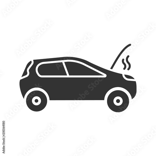 Broken car glyph icon