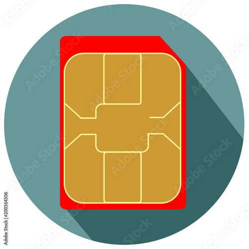 Mobile phone nano sim card flat design icon vector eps 10