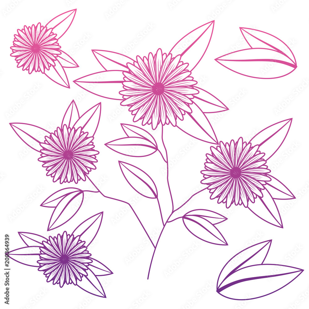 cute sunflower flower with leafs decorative cute sunflower flower with leafs decorative