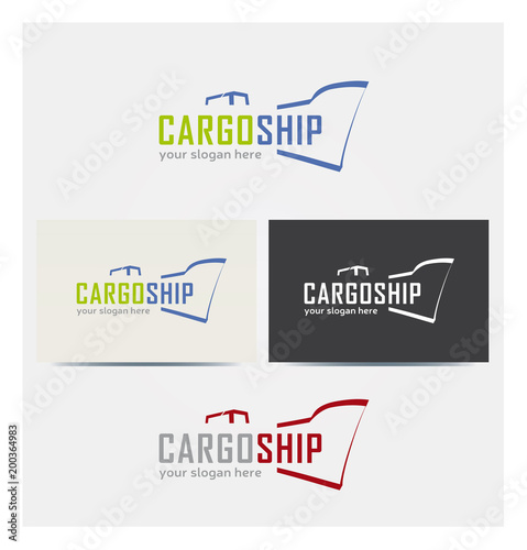 Logo Bateau Cargo Multicolore Icone Carte de Visite et Charte Graphique Entreprise Plusieurs Couleurs