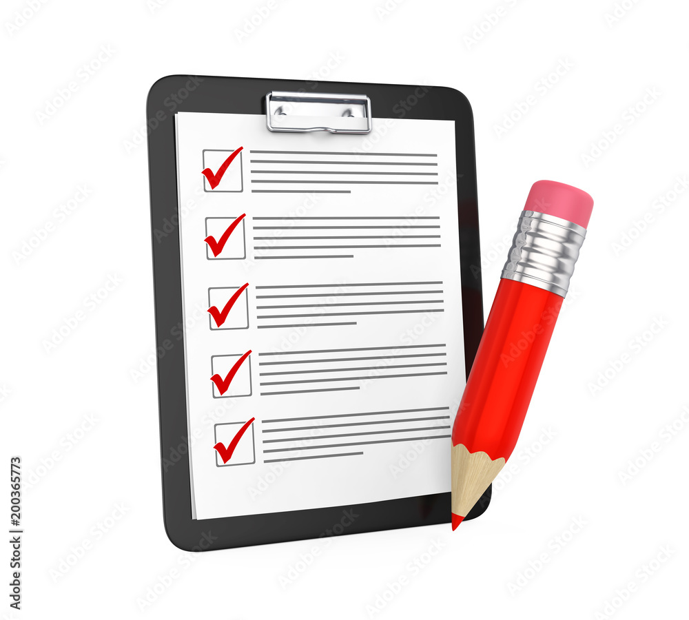 Clipboard Checklist with Pencil Isolated Clipboard Checklist with Pencil Isolated