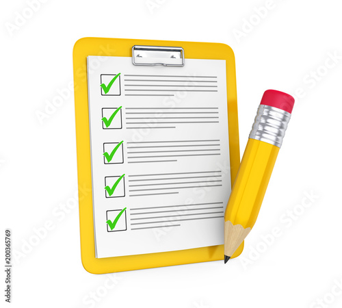 Clipboard Checklist with Pencil Isolated