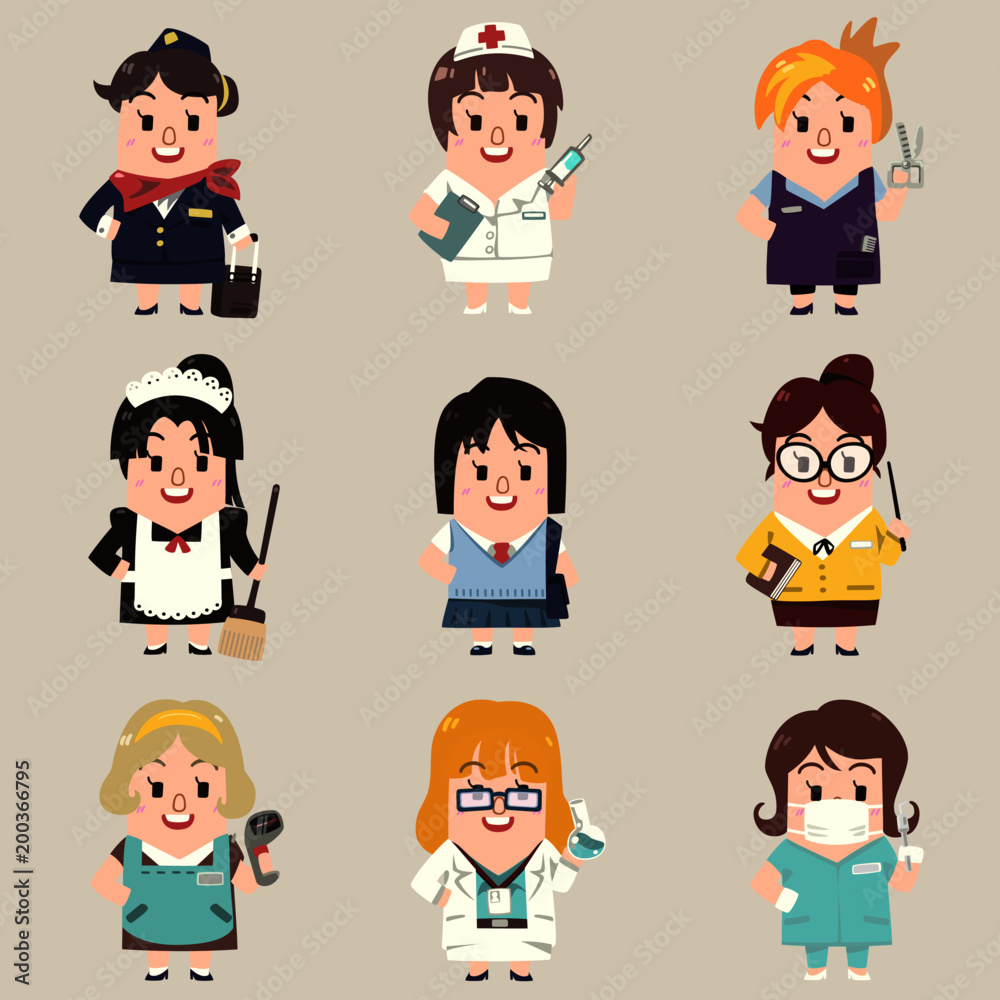 Vector professions collection in cute flat cartoon style. Part 3. Vector professions collection in cute flat cartoon style. Part 3.