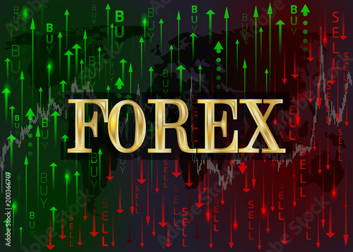 Forex sign and buy and sell arrows.