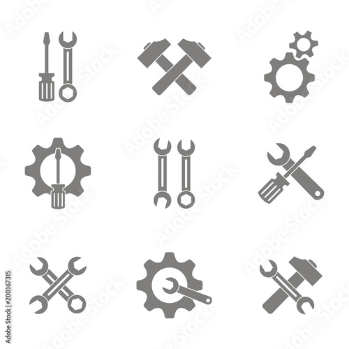 monochrome set with vector repair icons for your design