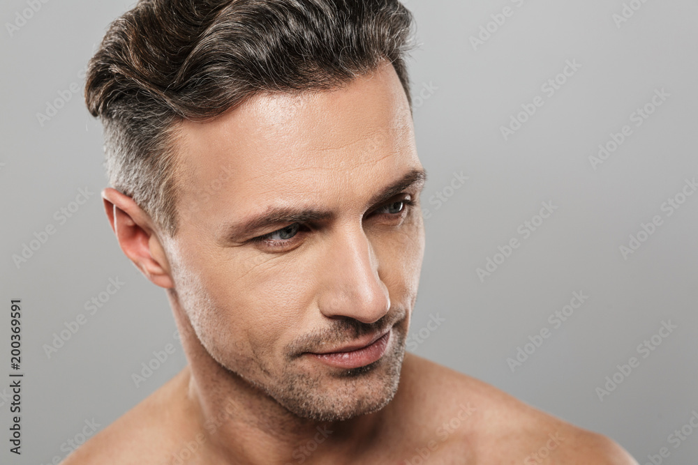 Handsome serious mature man. Looking aside. Handsome serious mature man. Looking aside.