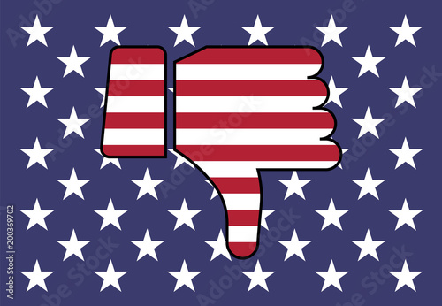 United States flag thumbs down vector
