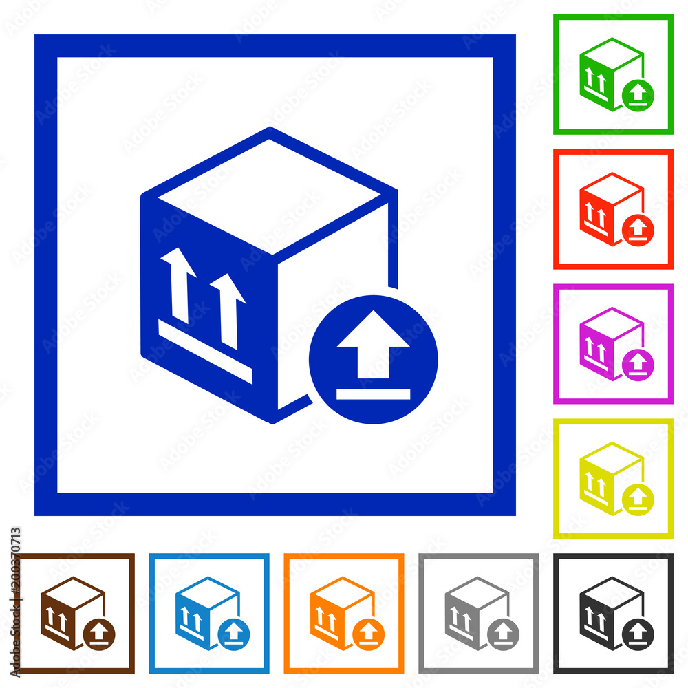 Package delivery flat framed icons Package delivery flat framed icons