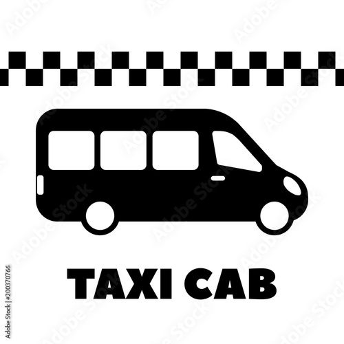 Taxi cab or taxi bus vector flat icon for apps and websites.